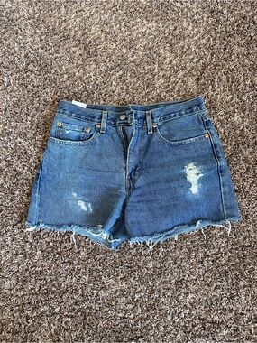 Classic Distressed Denim Shorts - Blue